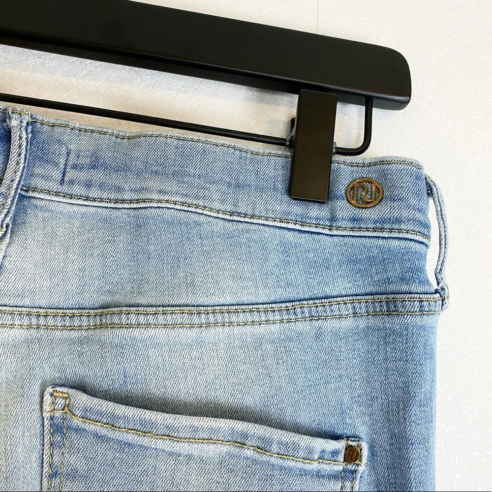 River Island Molly Mid Rise Skinny Jeans Light Wash Distressed Cotton 14 EU